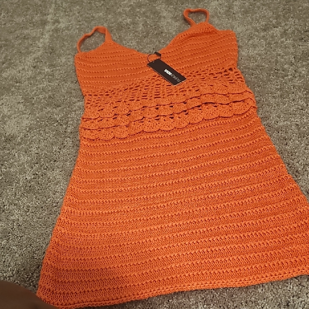 Fashion Nova Orange Cropped Ribbed Camisole